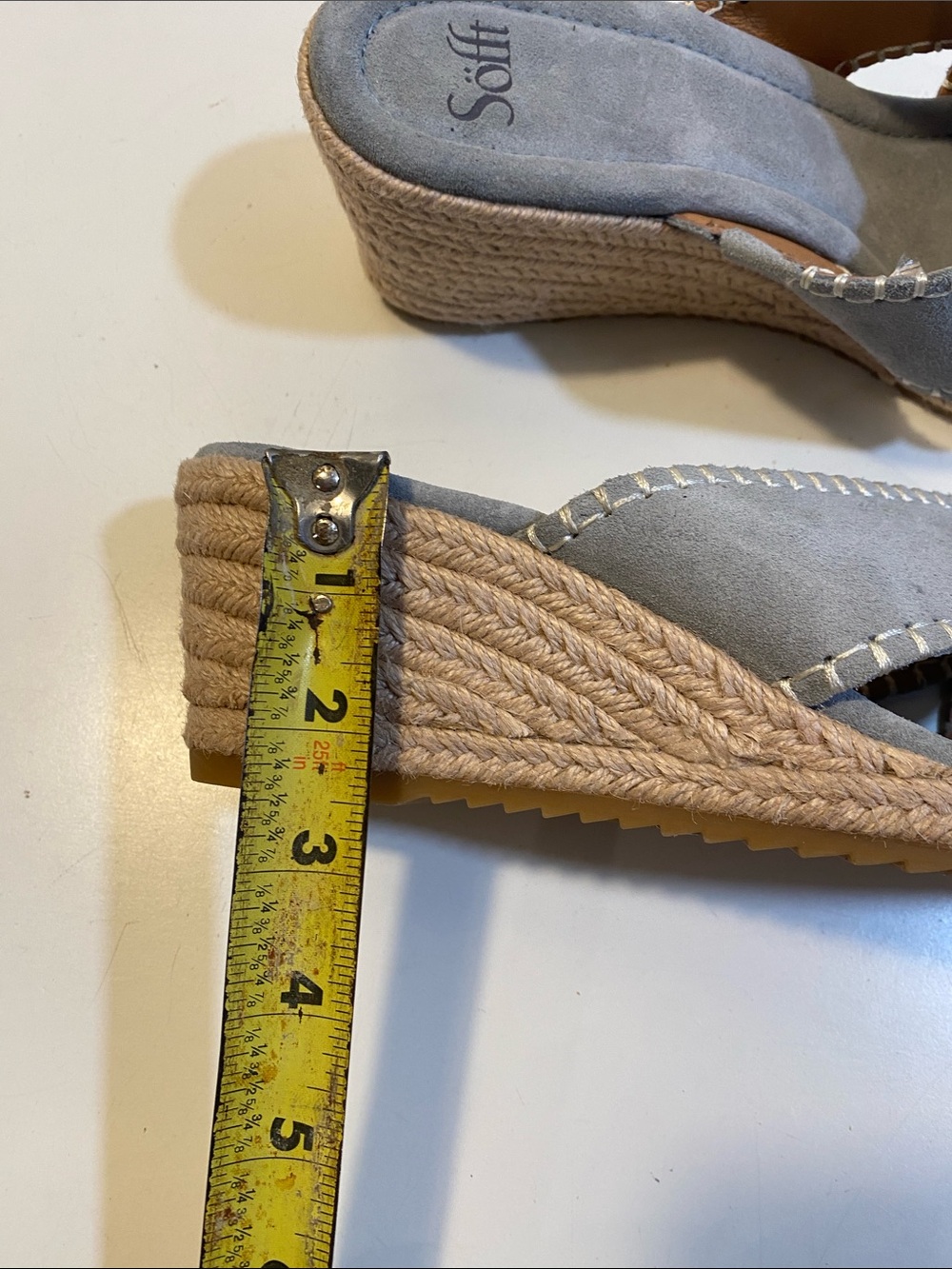 SOFT Gray Suede Leather Wedge Slide Sandals Sz 11M - Picture 7 of 13